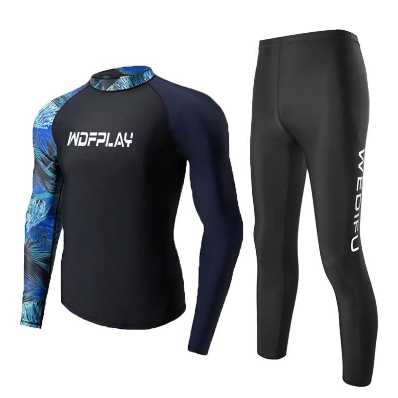 WDFPLAY men's UV Sun Protection Long Sleeve Rash Guard Wetsuit Swimsuit Top Diving Suit Men Split Long-Sleeved Trousers Sunscreen Quick-Drying Snorkeling Mother Clothing 3