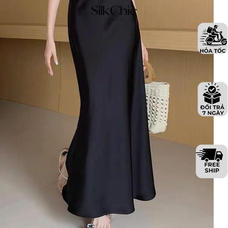 Chân Váy Midi Lụa Form A Phối Đuôi Cá Nhẹ Dáng Dài Hàn Quốc NV606 Chân Váy Midi…
