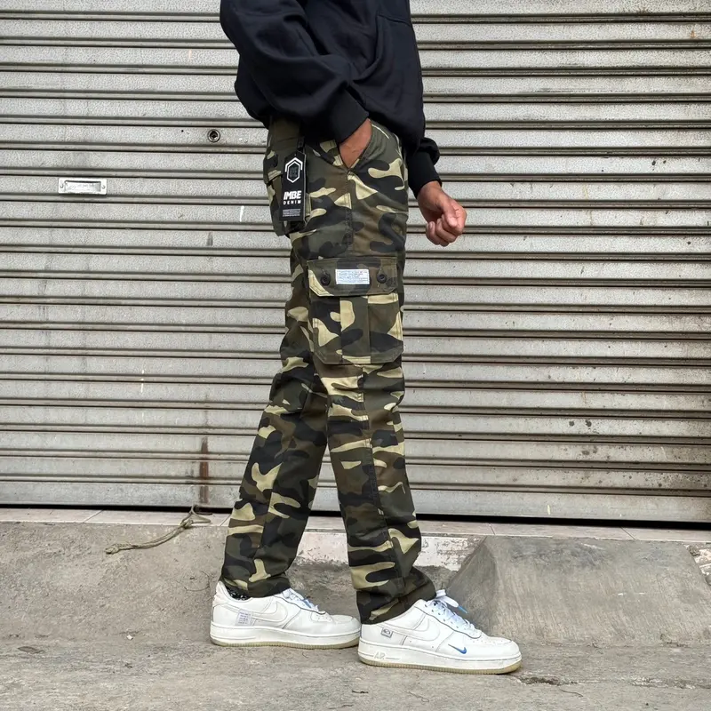 BISA COD SM RM DENIM Celana Cargo Camo Loreng Reguler Fit Loreng Brown Relax Pants Pria 7