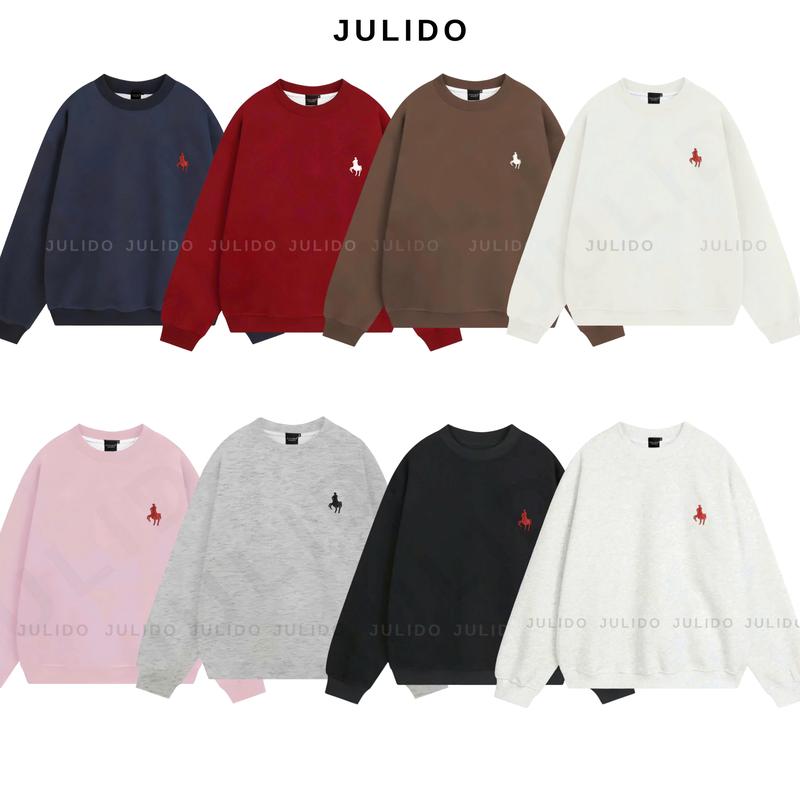 [ DEAL MỞ BÁN ] Áo Sweater cổ tròn logo thêu sắc nét cao cấp JULIDO vải nỉ 2 da form rộng unisex