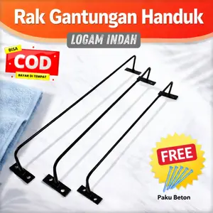 Rak Gantungan Handuk Tempel Dinding Besi Hemat Ruang Serbaguna Tanpa Bor Anti Karat