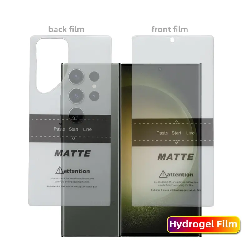 For Samsung Galaxy S23/S23 Ultra/S23 Plus/S21 Plus/S22/S22 Plus/S22 Ultra/S21 /S21 FE/S21 Ultra HD Clear or Matte Hydrogel Soft Front/ Back side Screen Protector Clear TPU Film