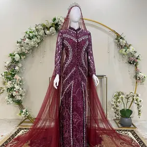 Kebaya Pengantin Gaun Premium Pesta Full Payet Slim Dress Wanita Panjang Mewah Luxury Semi Prancis Chantilly