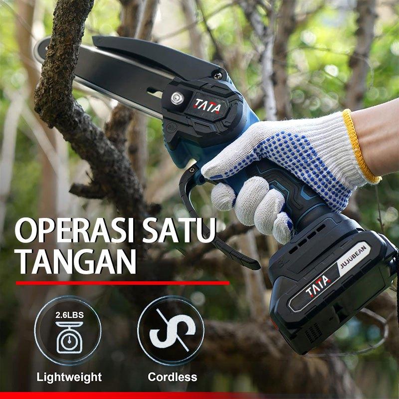 TATA gergaji listrik mini gergaji listrik tanpa kabel 8 Inch Gergaji listrik kecil rumah tangga/6 Inch 2 Baterai gergaji listrik genggam mini portabel Gergaji Listrik 48 Volt Chain Saw 4 Inch Chain Saw Cordless Gergaji Pemotong Kayu gergaji mesin min 1