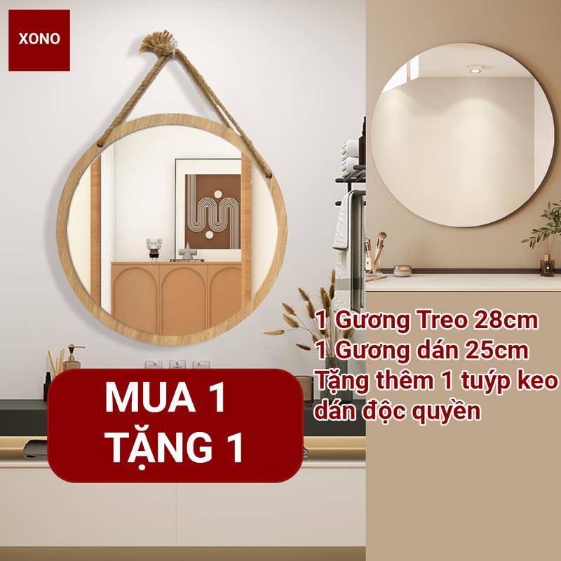MUA 1 TẶNG 1 SIZE 28CM Gương Tròn Treo Tường 28cm Tặng Gương Dán Tường 25cm Kèm Tuýp Keo Dán Độc Quyền Gương Siêu Nét Dễ Dàng Lắp Ráp.