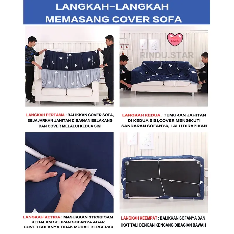 Cover sofa Tebal Sarung Sofa Anti Slip Penutup Sofa Warna Solid Seater 1/2/3/4 6