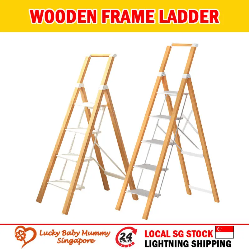 White Spruce Aluminum Step Ladder - 3/4/5 Steps / Foldable / Space Savings