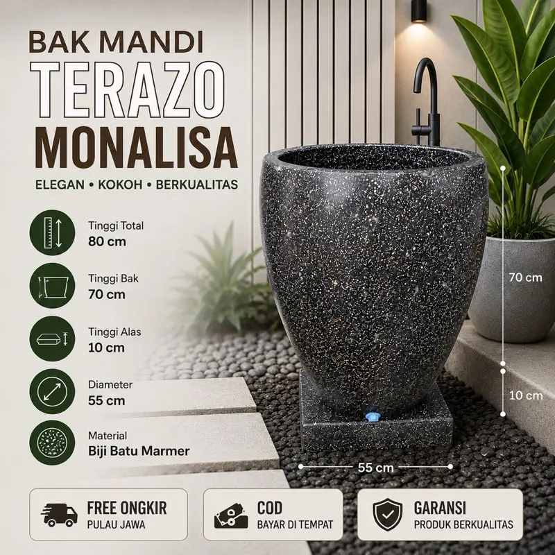 Bak Mandi Terazo Monalisa 80x55cm FREE ONGKIR PULAU JAWA