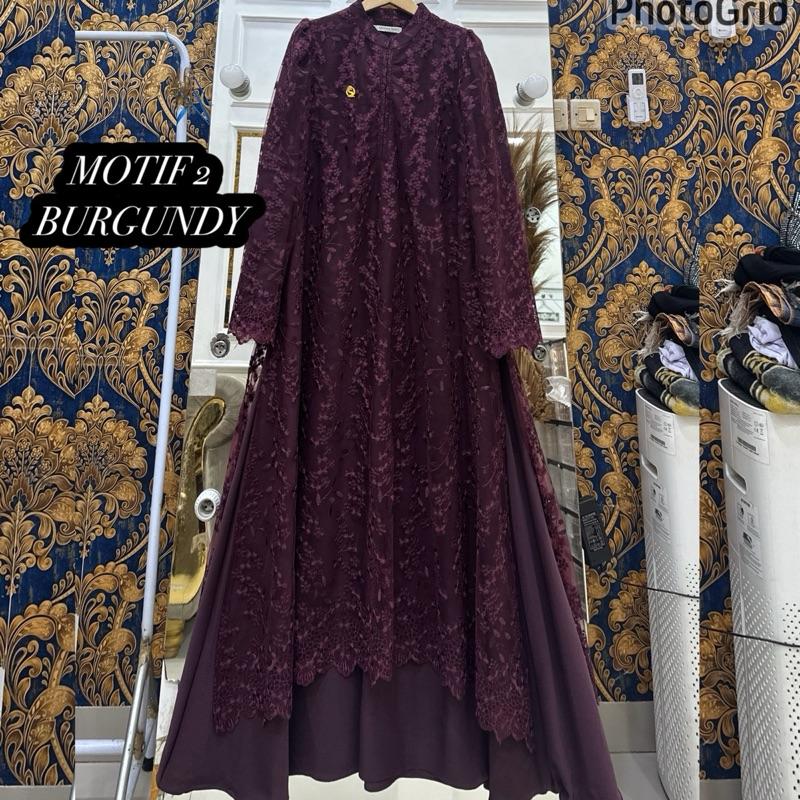 Queenasyari - Jasmine Dress (Hanya Gamis) Jumbo  Bahan Soft Twill Marbella mix Brukat Gamis Wanita Muslim  Lembut Maxi Panjang Mewah Pesta Kondangan Lebaran Trend 2026  Nyaman