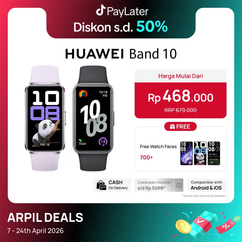 HUAWEI Band 10 Smartband | Sleek Aluminum Alloy Case | Pro-Level Sleep Analysis | Emotional Wellbeing Assistant Aluminium Jam Watch Layar | smartwatch