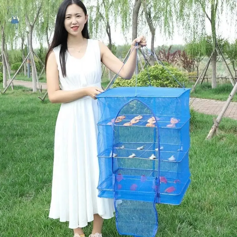 Pengeringan jaring ikan Rak Pengering Jemur Makanan Buah Ikan Asin Dyring Mesh Net 3 Layer