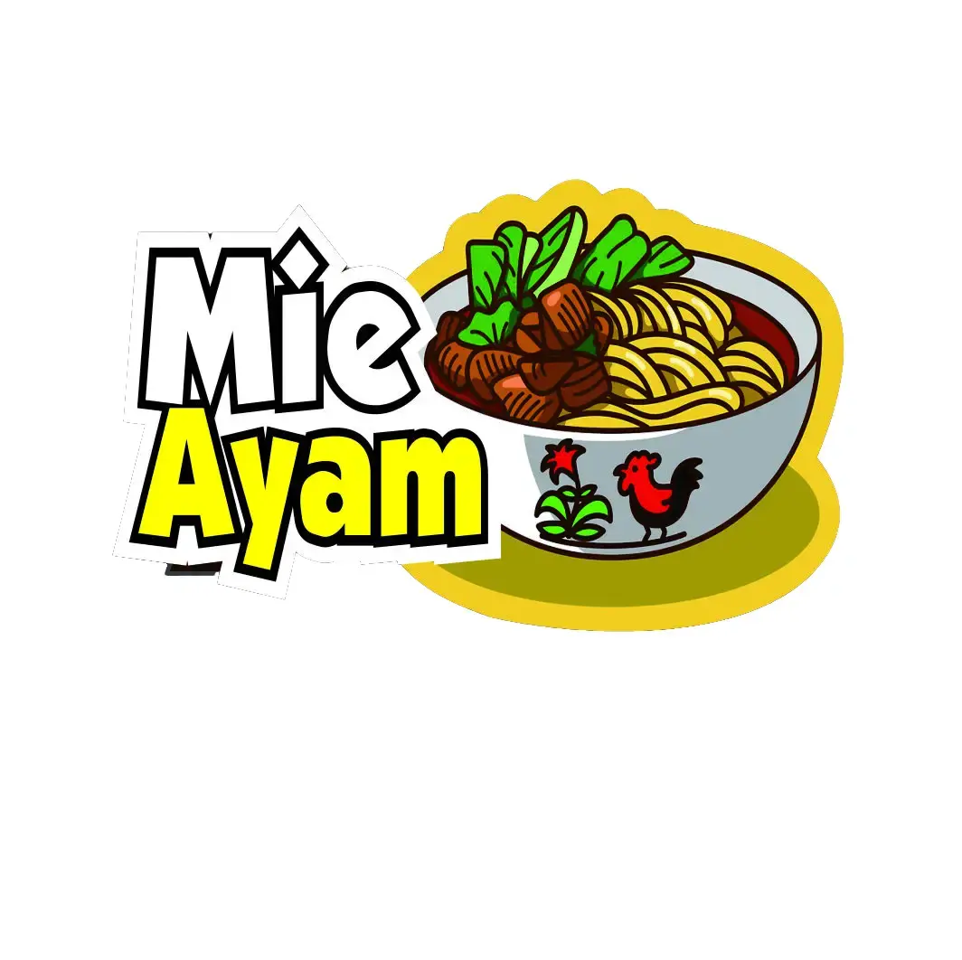 CUTING STICKER MIE AYAM STICKER TEMPELAN UNTUK NAMA JUALAN Paper Stationery