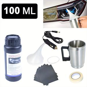 車用ヘッドライトレンズ修理キット 100/200/500ML修復液付き、クラック、黄色化、曇りヘッドライトを修理するポーリング修復セット