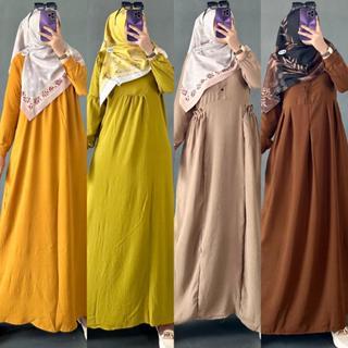 RATI - Cika Maxi Gamis Lebaran Dress Wanita Dewasa Muslim Simple Mewah Polos Ld 110 Crinkle Bisa Cod By Hijab Solo Remaja Airflow Syari 1