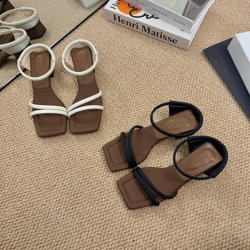  Giày Dép Gót Vuông Quai Dây Ngang Có Hậu Chun Cao 4cm Phối Màu Sang Trọng Thời Trang Văn Phòng Basic Cho Nữ 