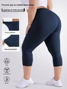 Pantalones ajustados de mujer en talla grande, color sólido, estilo casual y a la moda, diseño de cintura alta, alta elasticidad, transpirables y cómodos, perfectos para uso diario