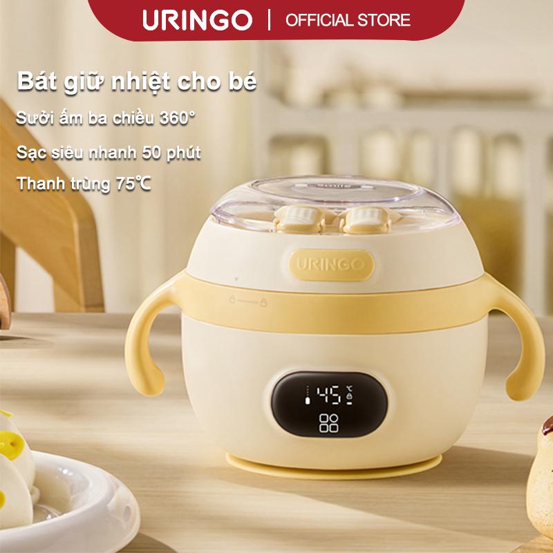 Bát Nhiệt Độ Cho Em Bé URINGO Máy Làm Ấm Thức Ăn Bổ Sung Sạc Siêu Nhanh Dung Tích 450ML Làm Bằng Thép Không Gỉ Chống Thấm Nước Đôi