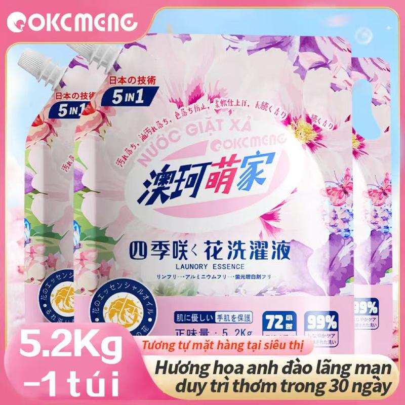  【5.2kg-1 túi Nước Giặt Công Nghệ Nhật Bản Mùi Hương "Hoa Bốn Mùa" Mềm Mại Cho Tay Hương Thơm Nước Hoa Lâu Dài 24 Giờ Loại Bỏ Vết Bẩn Lưu Giữ Mùi Hương Làm Mềm Vải Không Phốt Phát Thích Hợp Cho Cả Gia Đình Tiện Ích 