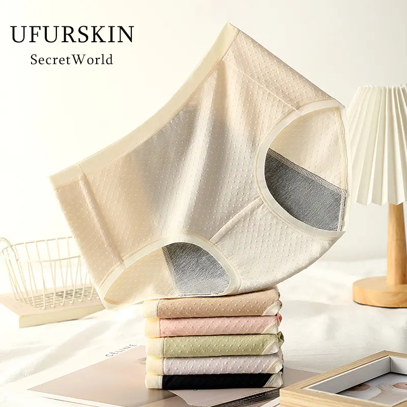 【UfurSkin】35-75 KG Physiological underwear for women, widened and enlarged leak-proof menstrual pants, mid-waist girls, pure cotton, comfortable and breathable women's underwear Panty Womenswear Innerwear Bridal Print  -86363