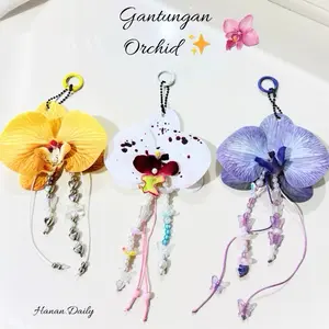 ￼BAG CHARM Anggrek Orchid Keychain Tali Tas Aksesoris/Gantungan Tas Anggek Wanita