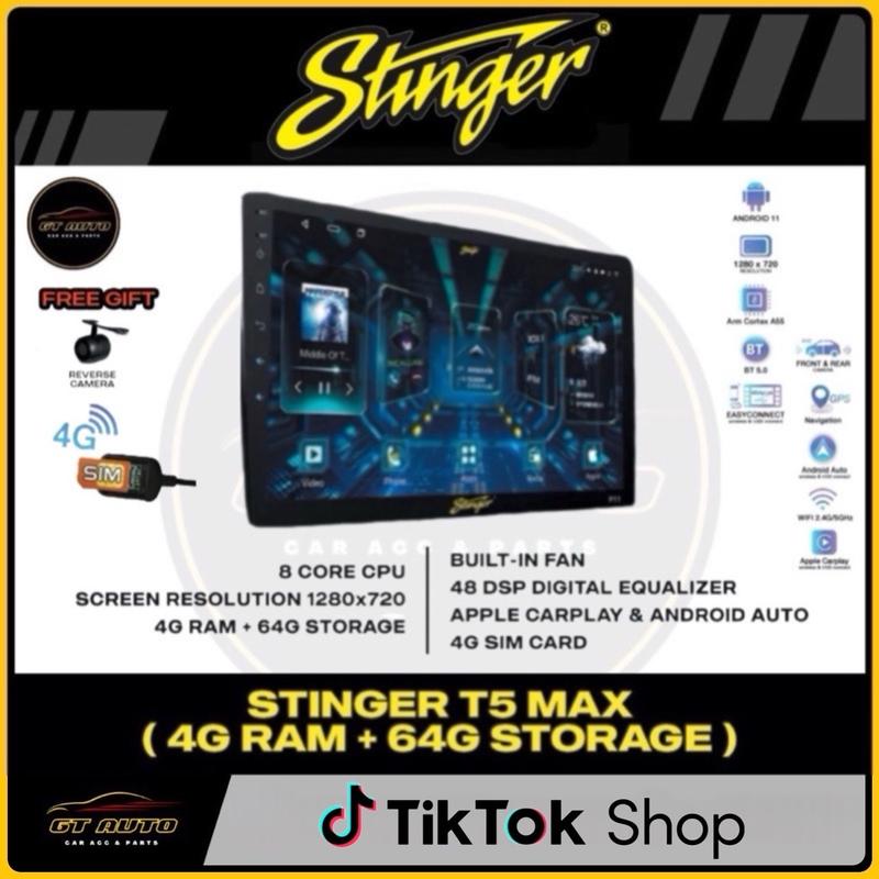 STINGER T5 MAX 4 RAM 64 ROM 8 CORE QLEDSCREEN CAR ANDROID PLAYER ...