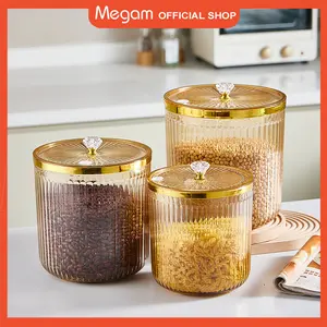 Megam Set 3in1 Toples Acrylic Jumbo Kedap Udara Toples Elegan BPA Free HSB906