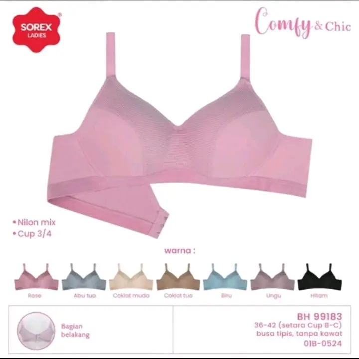 Paket 1-3pcs Bh Sorex 99183 size 36-42 Tanpa Kawat Busa Tipis Kaitan 3 [ CUP B ]