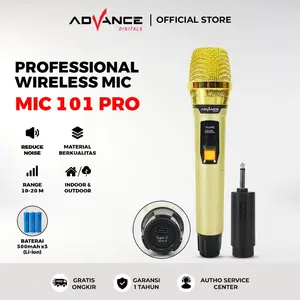 Advance MIC101 PRO Profesional Microphone Wireless Bisa Dicharger Frekuensi UHF Garansi Resmi 1 Tahun Mic Mikrofon