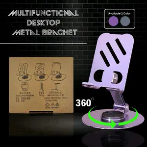 Phone Stand Holder Hp Metal 360 Derajat Rotasi | Dudukan Hp / Tablet Putar Besi Aluminium Bisa Dilipat | ...