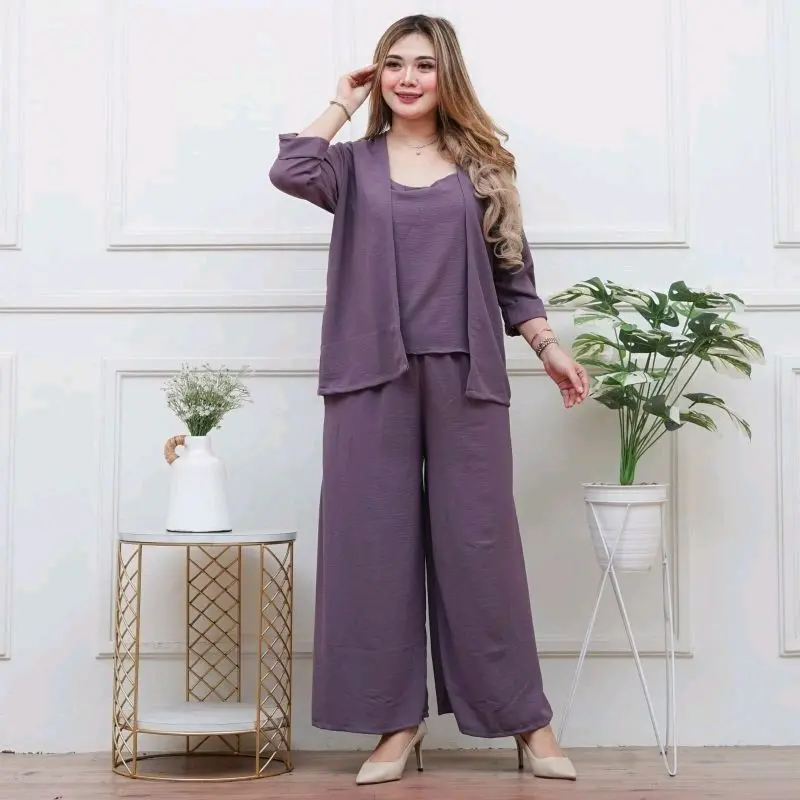 One Set Fuji 3 in 1 Set Blazer With Inner Cringkel Airflow Premium Celana Kulot jumbo 1