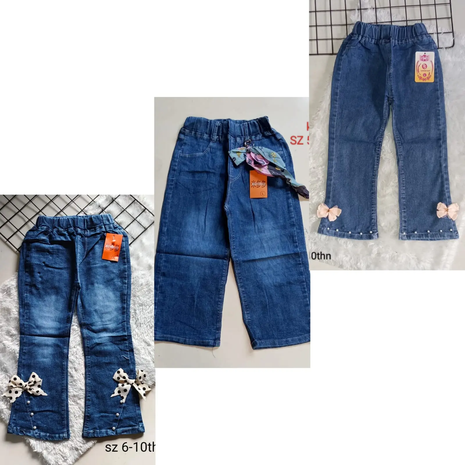 (PAKETAN 2 PCS) JEANS CUTBRAY ANAK PEREMPUAN USIA 6-10 TAHUN Bunga Celana Motif Fashion