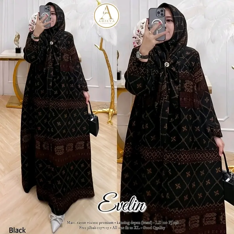 Gamis Set Hijab Rayon Premium | Gamis Hijab Terbaru | Dress Set Hijab | Gamis Viral Set Hijab Diamond 5
