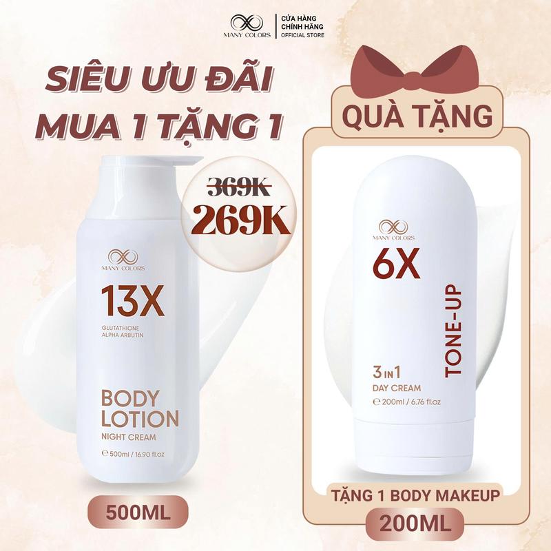    Mua 1 Tặng 1   Kem Body Dưỡng Da Ban Đêm 13X 500ml Tặng Kem Body Make up 200ml - Hỗ trợ Dưỡng Trắng Sáng Da Alpha Arbutin Glutathione - Many Colors 