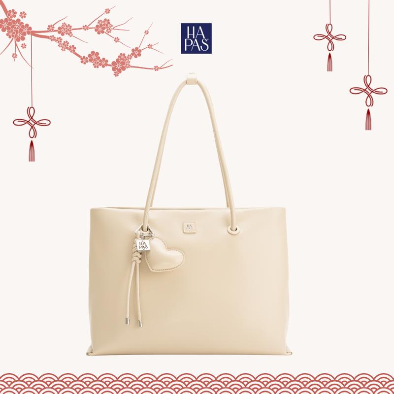   BST TOTEGETHER  Túi Tote Nữ Quai Tròn Hearty HAPAS Size 35 - Túi Da Cao Cấp Tặng Kèm Phụ Kèm Charm 