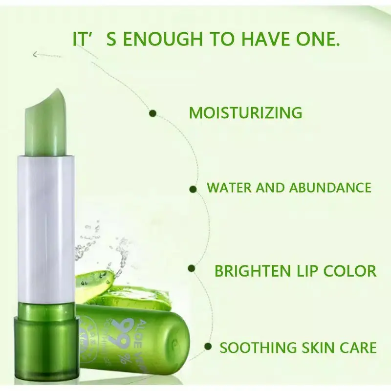(12PCS) LIPSTICK / LIPSTIK / LIP BALM ALOEVERA 99% MAGIC COLOUR CHANGING 4
