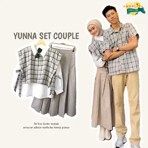 Ardelita - Baju One Set Couple Yunna Korean Style - Setelan 3in1 Wanita dengan Kemeja Pria - Bisa Diorder Terpisah