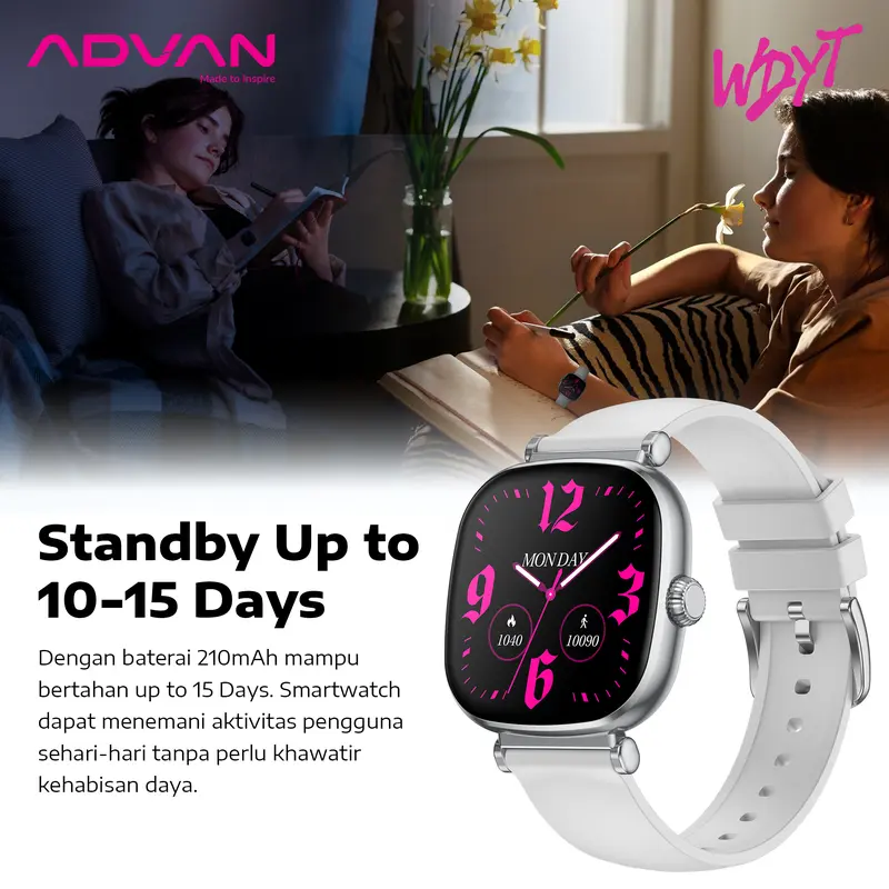 [Exclusive Vilmei] ADVAN Smartwatch WDYT 1.7" Super Amoled AOD Smart AI Assistant Bluetooth Call WaterProof IP68 Jam Tangan Pintar 3