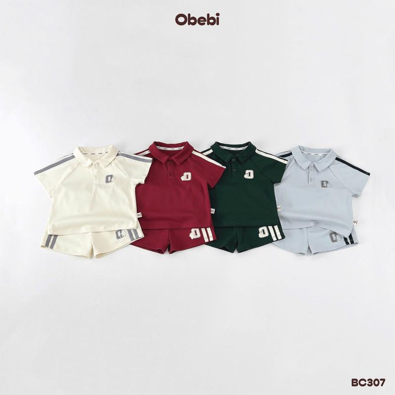 bC307 Bộ Cộc Polo Tay Raglan Thể Thao Obebi Đáng Yêu Thoải Mái Cho Bé Trai Bé Gái