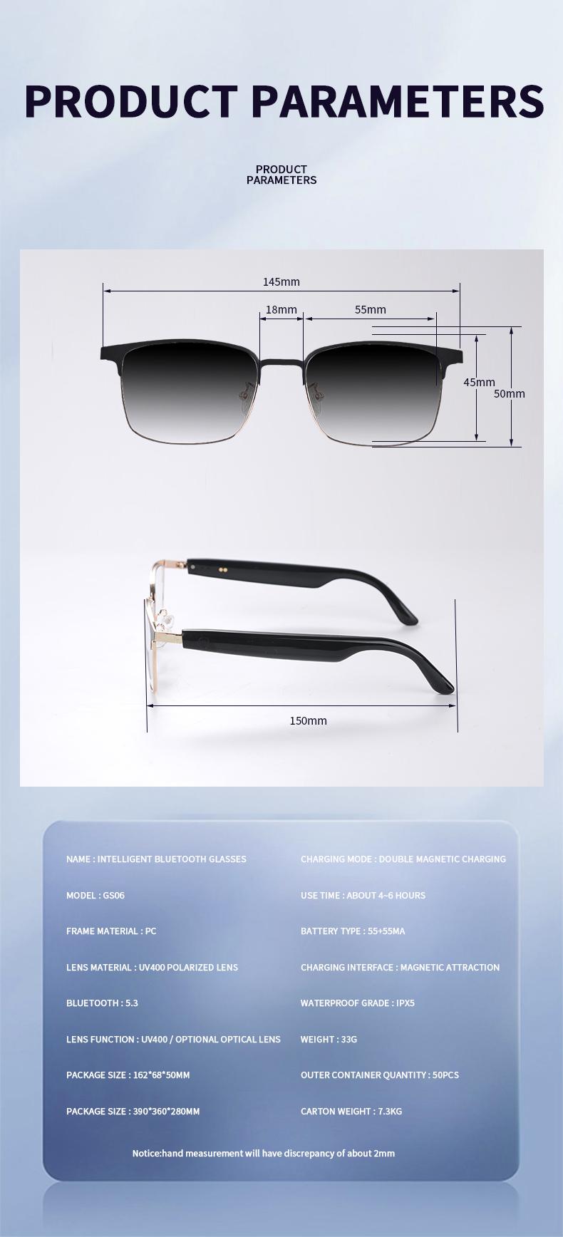 Product Introduction of GS06 Smart Glass with Voice Assistant, Built-in Speaker, and Mic, Photochromic Blue Light Filtering Lenses, Open Ear UV Protection Bluetooth Sunglasses for Sport 22