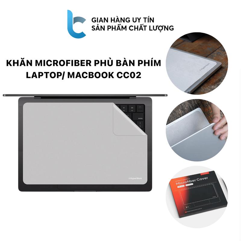 Khăn Microfiber Phủ Bàn Phím Laptop Macbook HyperWork CC02 Tránh Bụi Bẩn Hằn Bàn Phím Lên Màn Hình