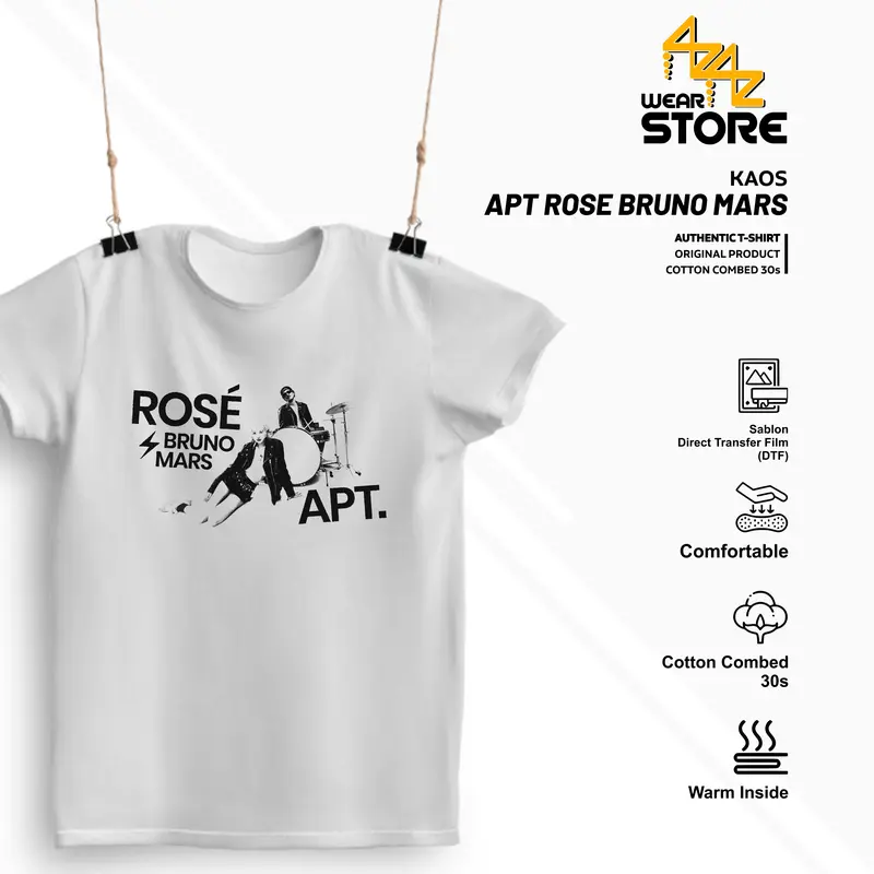 Baju Kaos Distro Pria Wanita Viral APT Rose Bruno Mars Katun Hitam Pink Putih Combed Unisex Keren 3