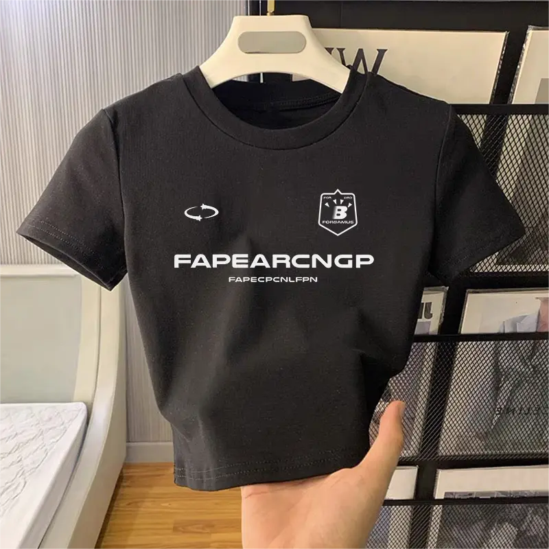 LYBH 006-147+148 Baju Pendek Wanita Tshirt Kaos Korean Style Putih Polos Wanita Tshirt Kaos Korean Style Korea Letter pattern print Baju Basic Crop Top Muda Atasan Kaos Tshirt 0