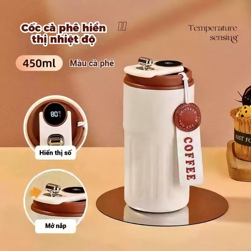 Cốc Giữ Nhiệt Thép Không Gỉ 316 Màn Hình Nhiệt Độ Thông Minh – Cốc Cà Phê Cao Cấp Cho Cô Gái, Thiết Kế Tinh Tế, Kèm Cốc Nước, Phù Hợp Văn Phòng binh giu nhiet 6