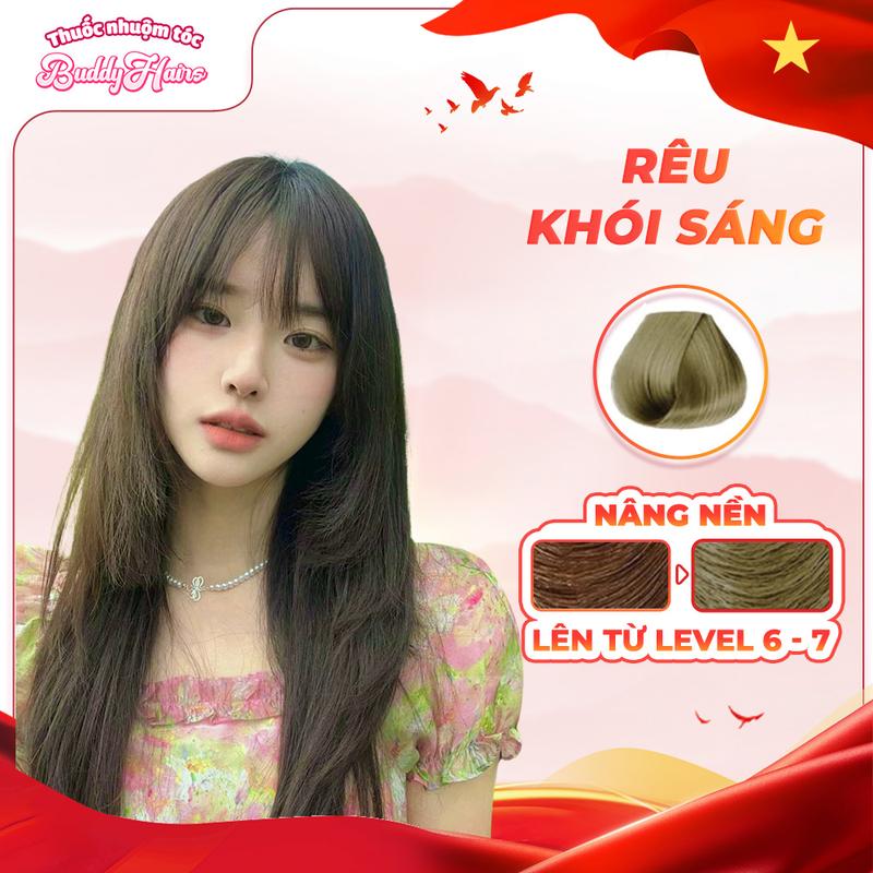 Thuốc nhuộm tóc màu RÊU KHÓI SÁNG/RÊU KHÓI của Buddyhairs tặng kèm găng tay, mũ trùm, trợ nhuộm tiện ích