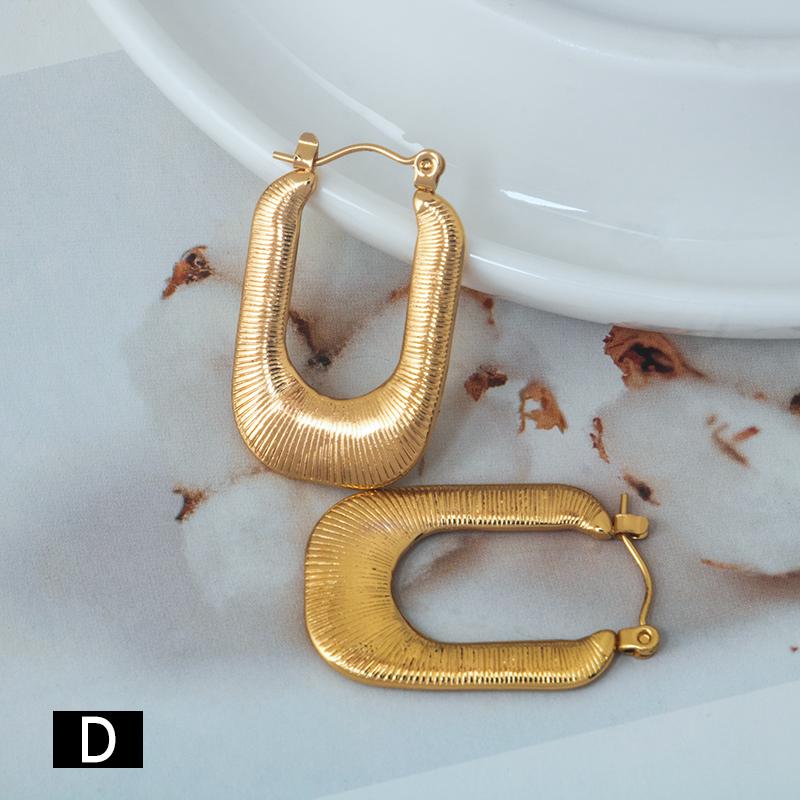 Product Introduction of Stainless steel new fashion temperament all match personality simple few who type women's gold earrings 7