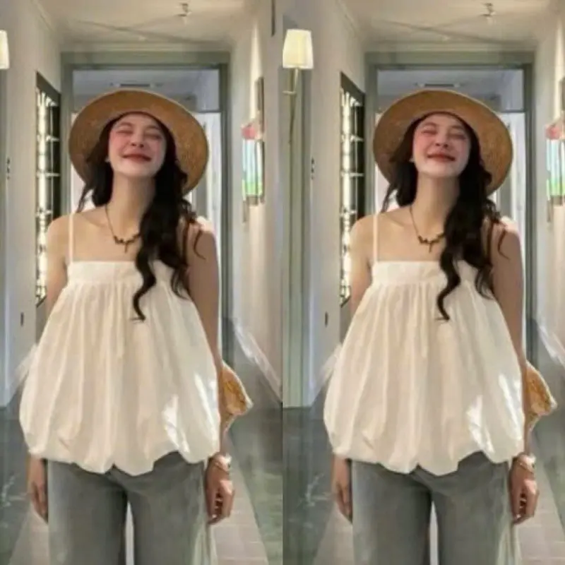 (KÈM BUỘC TÓC NGẪU NHIÊN) ÁO BÍ 2 DÂY DÁNG RỘNG DỄ THƯƠNG đi chơi, đi cf sống ảo, du lịch….Nữ