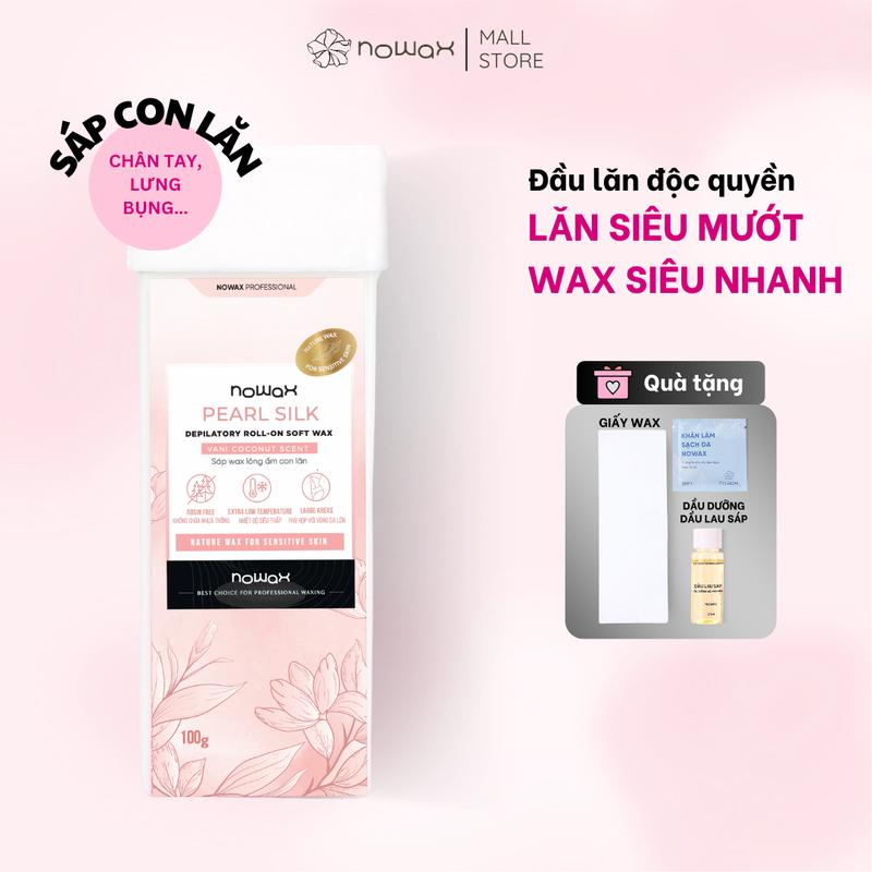 Sáp wax lông con lăn NOWAX PEARL SILK kèm dụng cụ - waxing chân tay lưng bụng ngực