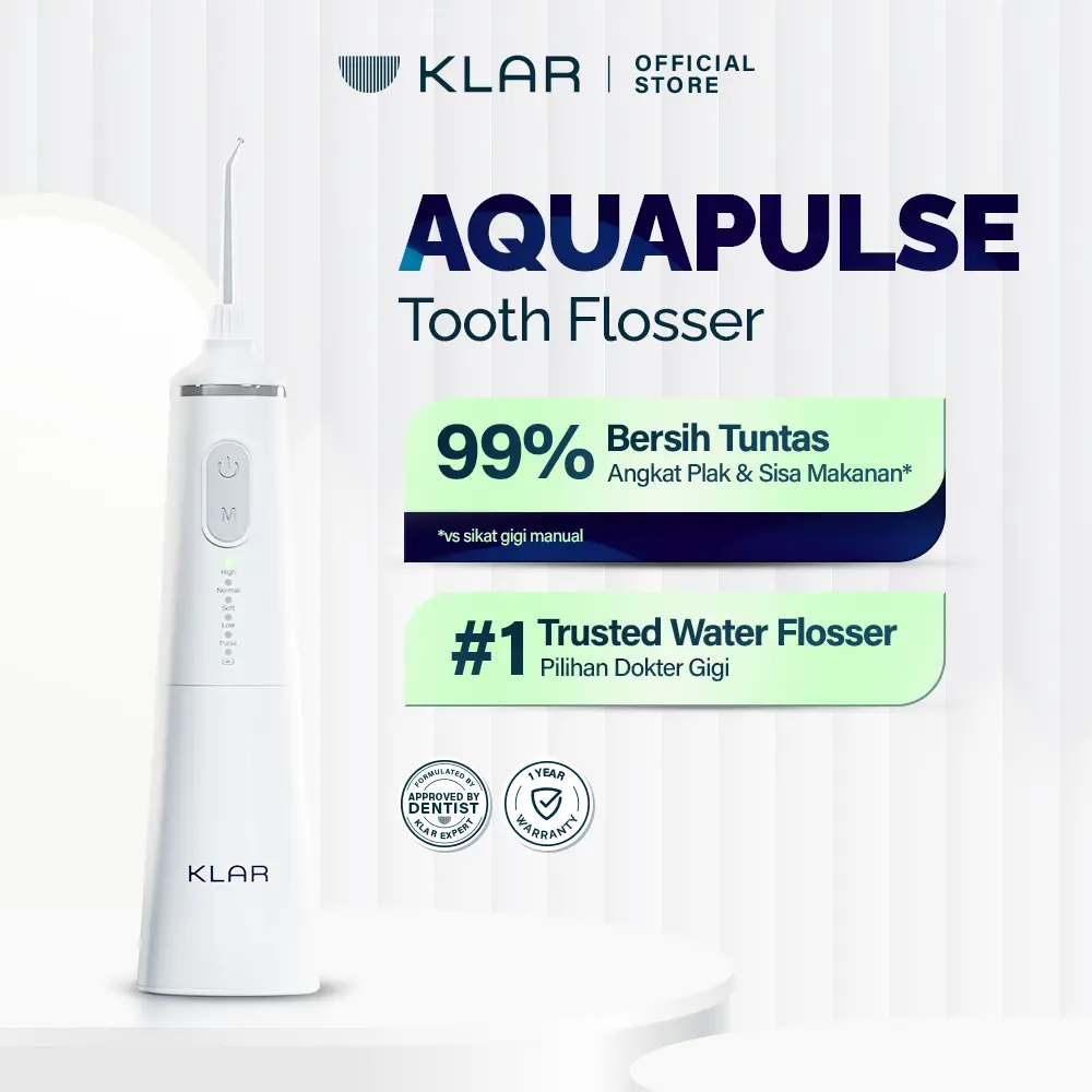 KLAR Tooth Flosser Aquapulse - Water Flosser Untuk Membersihkan Sela Gigi dan Karang Gigi Secara Sempurna - Cocok Untuk Perawatan Behel atau Kawat Gigi