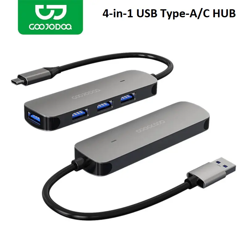 GOOJODOQ Premium 4-in-1 USB Type A / Type C USB 3.0 Hub for Mobile Phone PC - USB Type-A 0