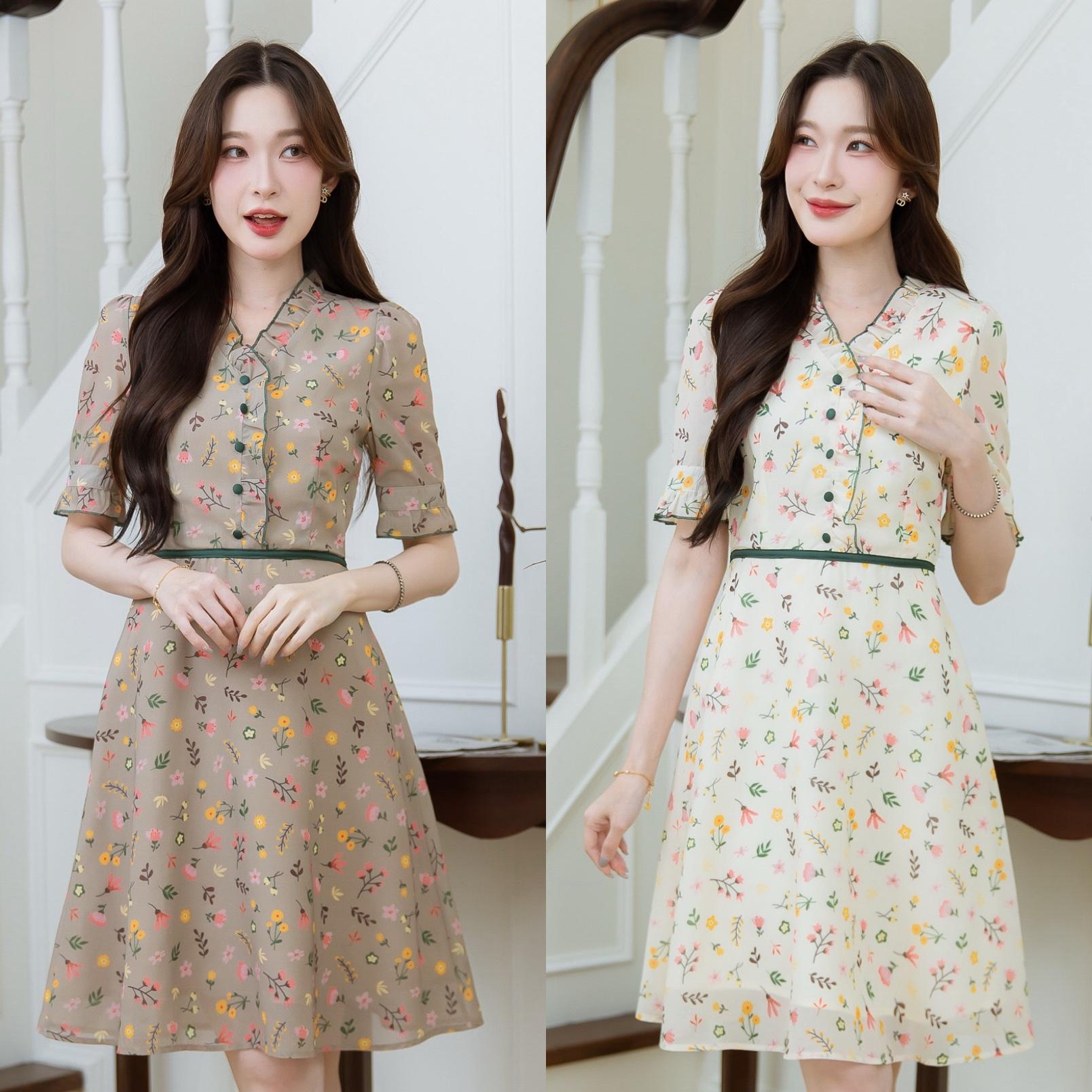 เดรสผ้าชีฟองพิมพ์ลายดอก ALERT BRAND แพทเทิร์นขายดี รอบนี้ลายดอกน่ารักกว่าเดิม ราคาน่ารัก ใส่สบาย ใส่